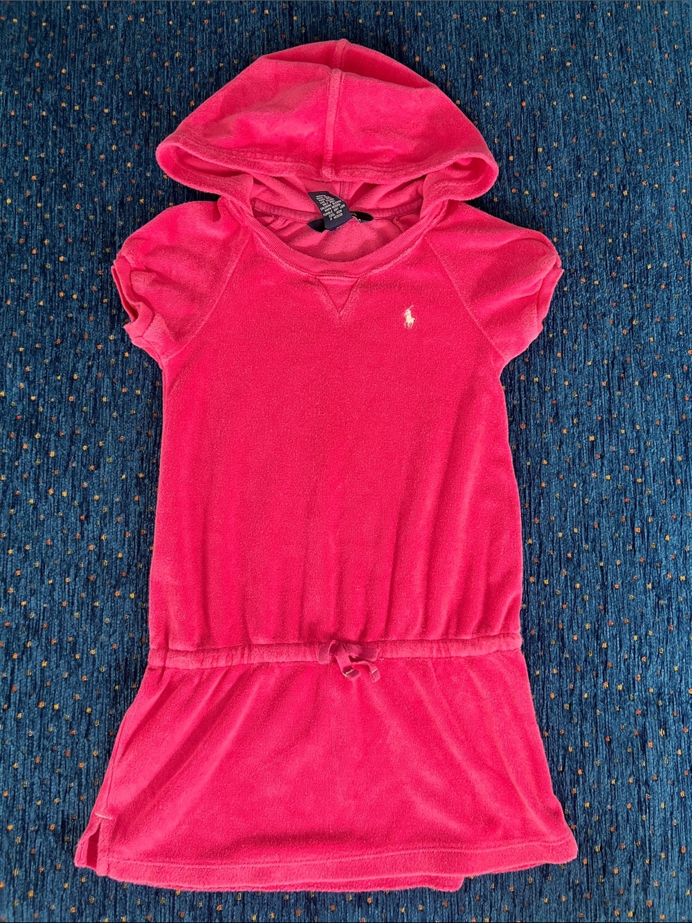 Ralph Lauren Girls magenta Pink Hooded Short-Sleeve terry cloth beach cover up